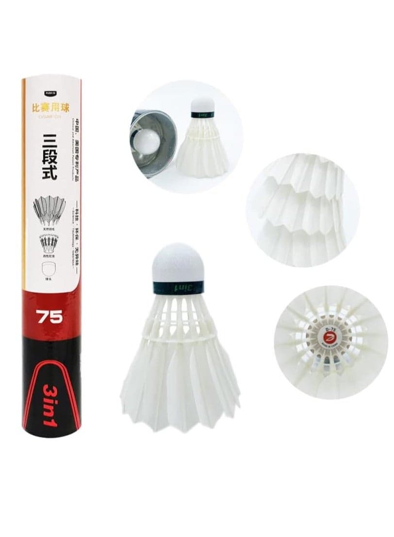 DMANTIS D75 (3IN1 HYBRID) COMPETITION TRAINING BADMINTON DUCK FEATHER SHUTTLECOCK SPORTS GAME