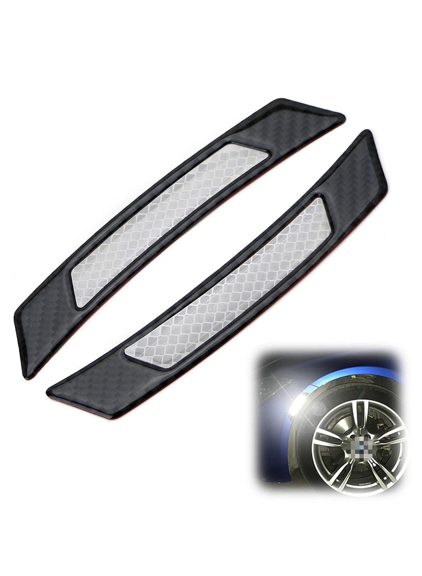 12 Pcs Car Reflective Side Marker Stickers Automotive Exterior Accessories Door Reflector Guard for Car SUV Pickup Truck Wheel Well Arch or Side Bumper Fenders