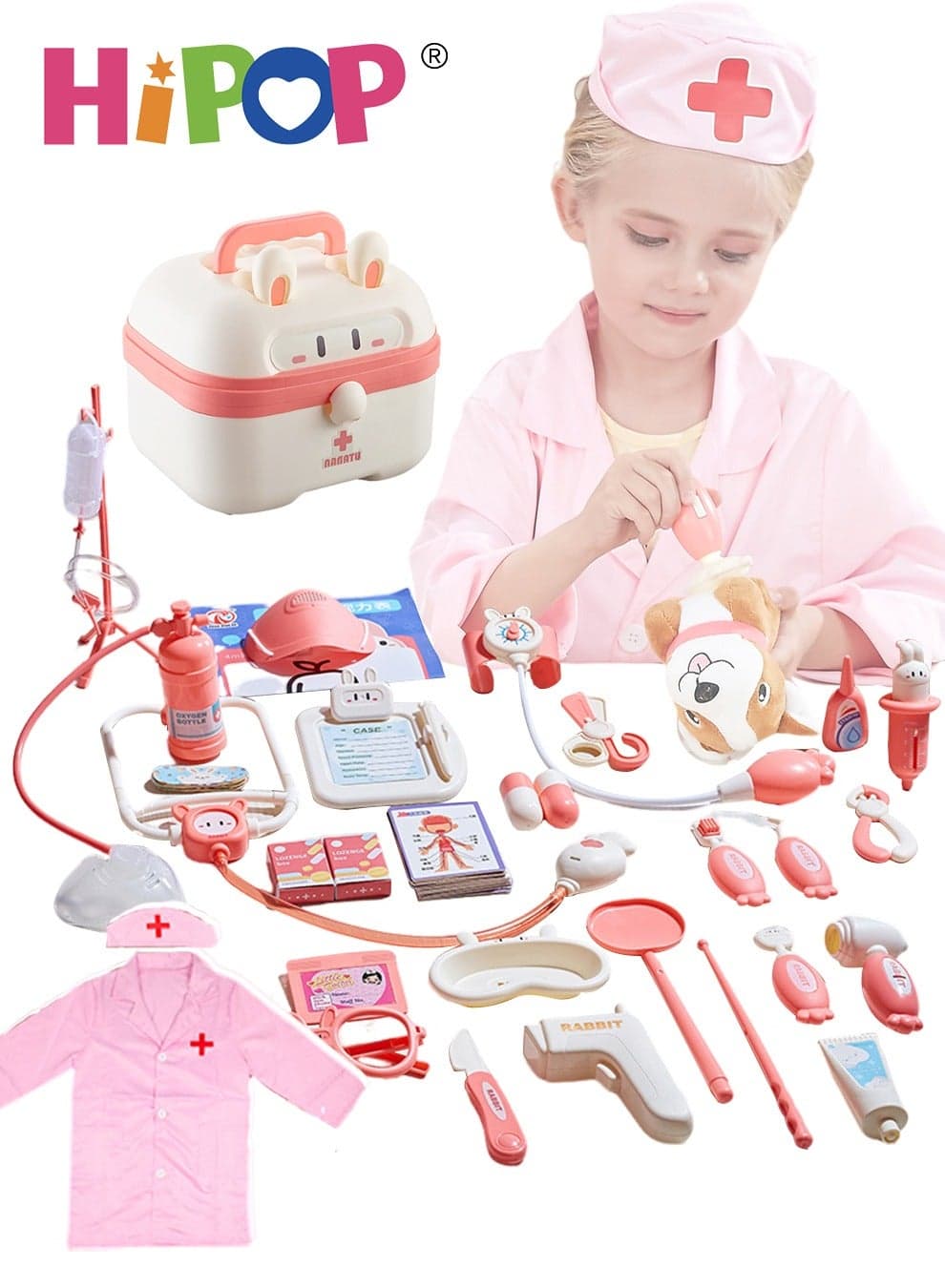 Children's Doctor Pretend Play with Nurse Uniform,Thermometer,Infusion set,Syringes,Medical Role Play,Doctor Playset Play House Toy for Boys Girls