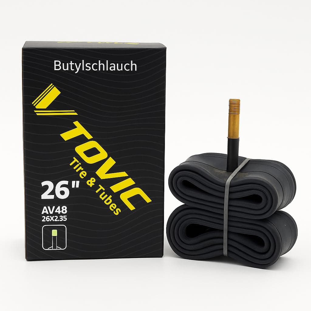 V-Tovic Tires 26" Bike Inner Tube AV48 Valve 26x2.35 | Heavy Duty Butyl Rubber Tube for Mountain, Road, City & Wheelchair Bicycle Tires