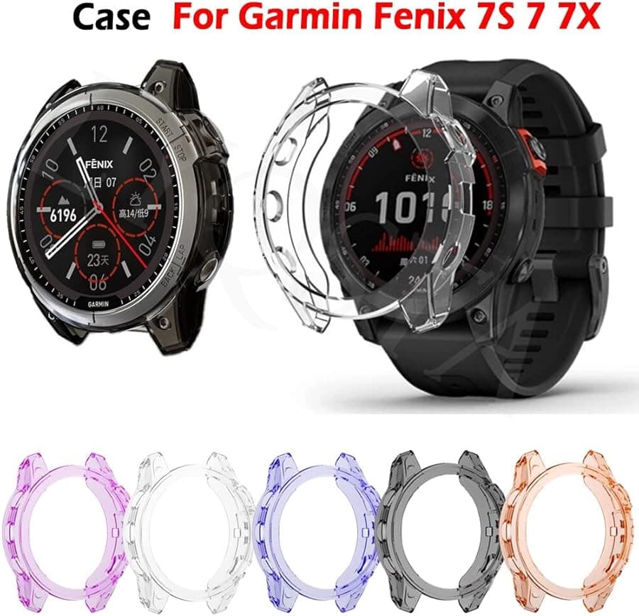 Garmin Fenix 5 5Plus Soft TPU Case Black Silicone Bumper Frame Shell Cover