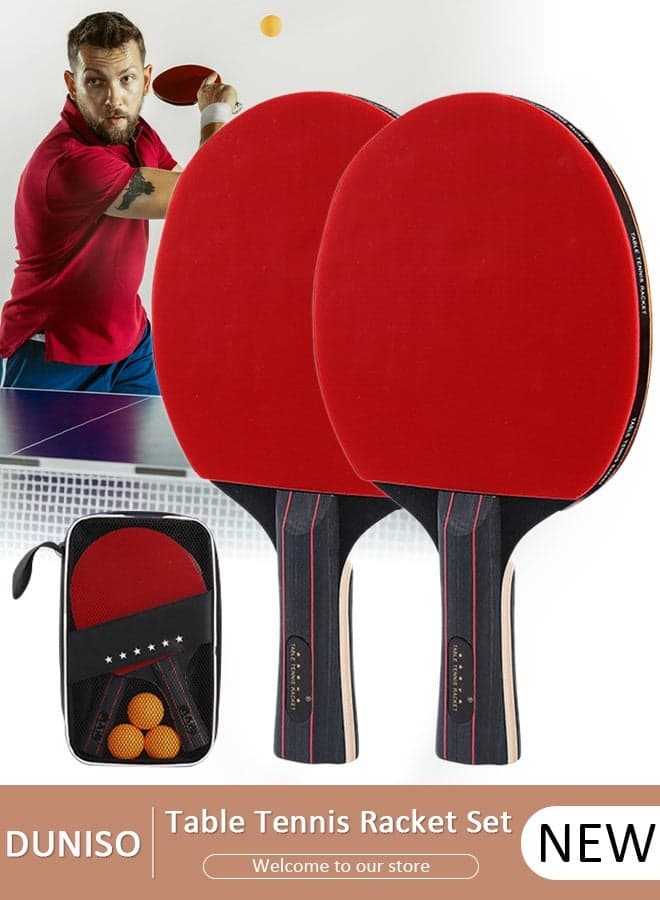 Ping Pong Paddles High Performance Sets Including 2 Premium 4-Star Table Tennis 3 Rackets Ping Pong Balls and Compact Storage Case Ping Pong Paddle Set for Indoor & Outdoor Games