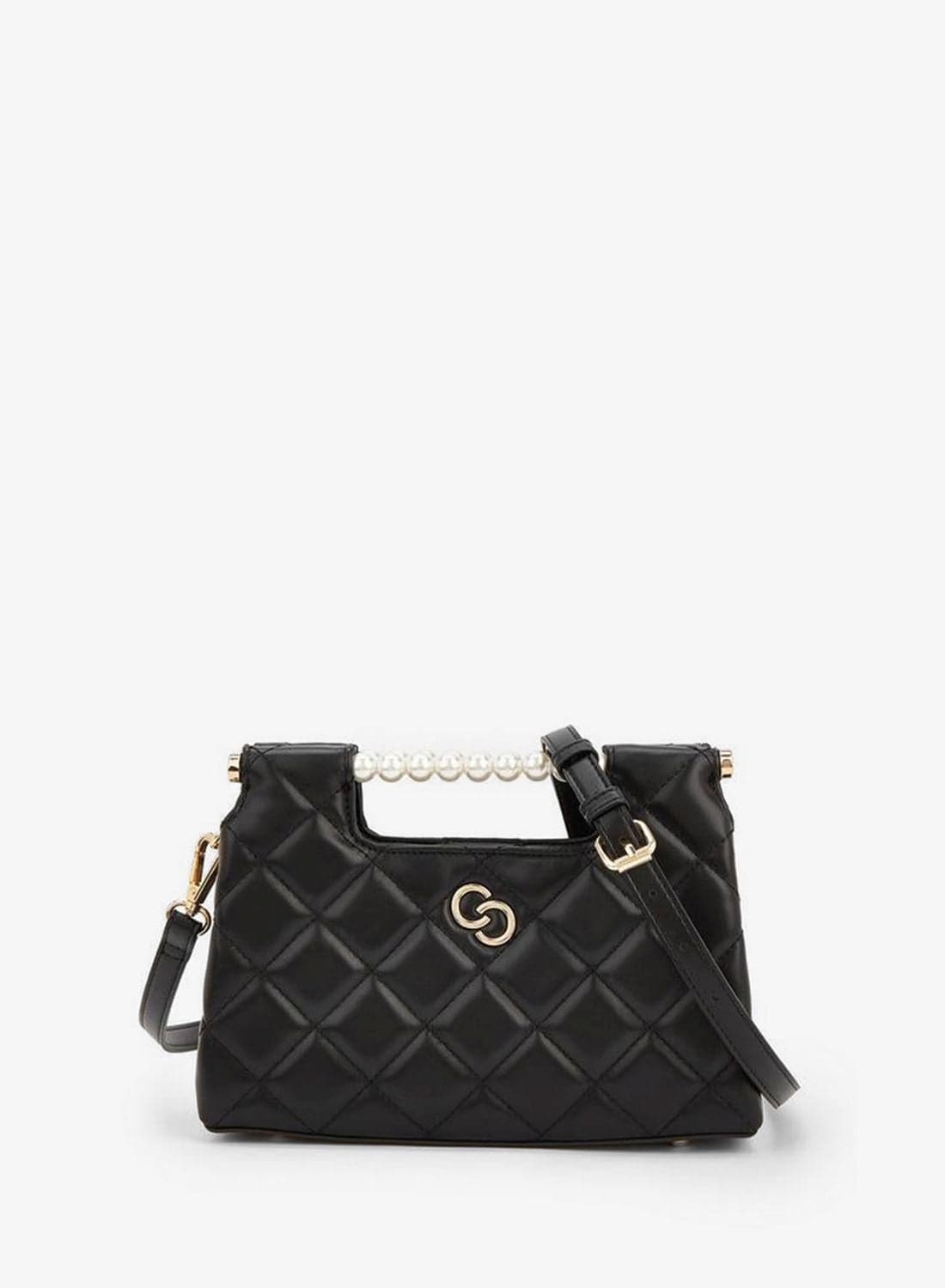 Quilted Shoulder Bag with Pearl Top Handle