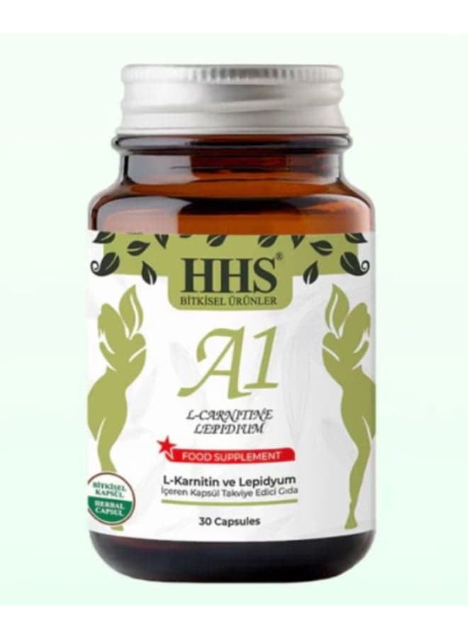 HHS A1 L-carnitine Lepidium - Herbal Weight Loss Food Supplement 30 Capsules