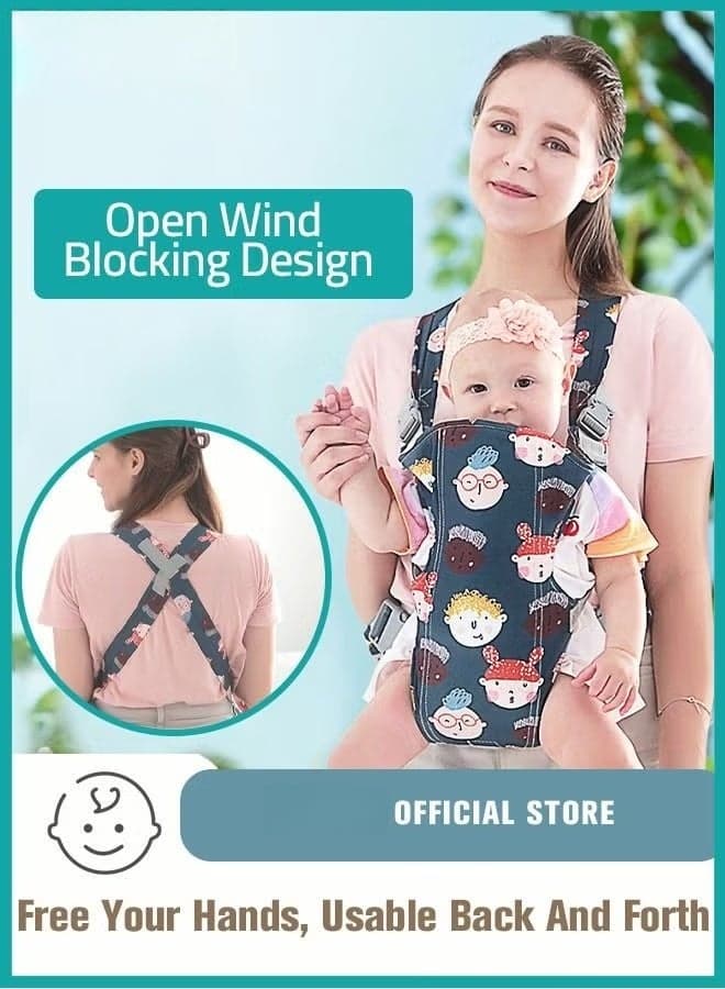 Baby Adjustable Wraps Carrier, Ergonomic Front Facing/Back Carriers for Newborn Newborn to Toddler 0-15kg, One Size Fits All