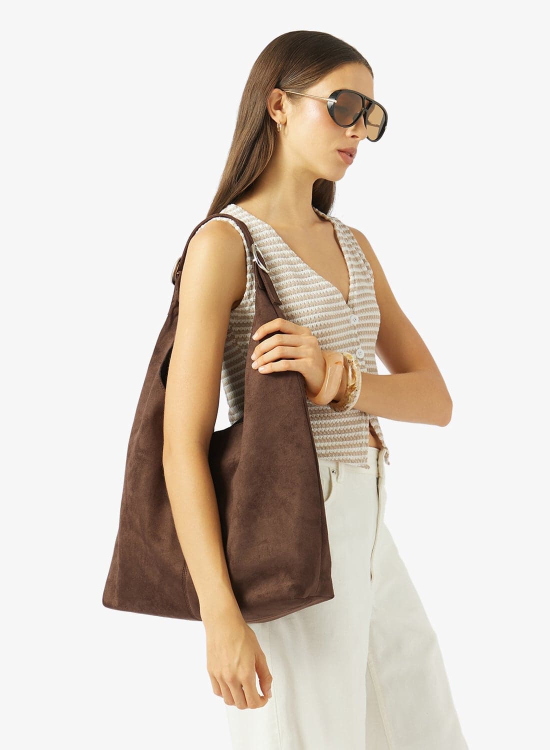 Large Faux Suede Tote Bag