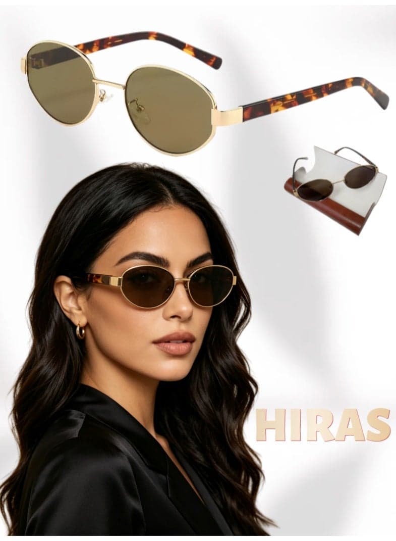 Women‘s Fashion Sunglasses - Retro Oval & Cat-Eye Style, Leopard Print Metal Frame with UV400 Protection, Trendy Sun Glasses for Driving, Travel, Daily Use