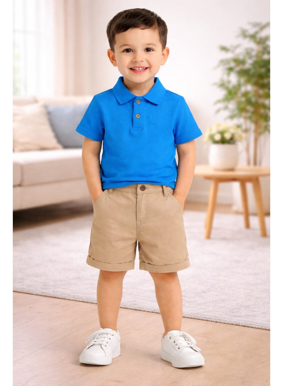 Boys Polo T-Shirt and Shorts Set (18 Months to 4 Years) – Cotton Blend Summer Outfit for Kids – Half Sleeve Collar Top with Elastic Waist Shorts – Casual Party Wear Clothing Set