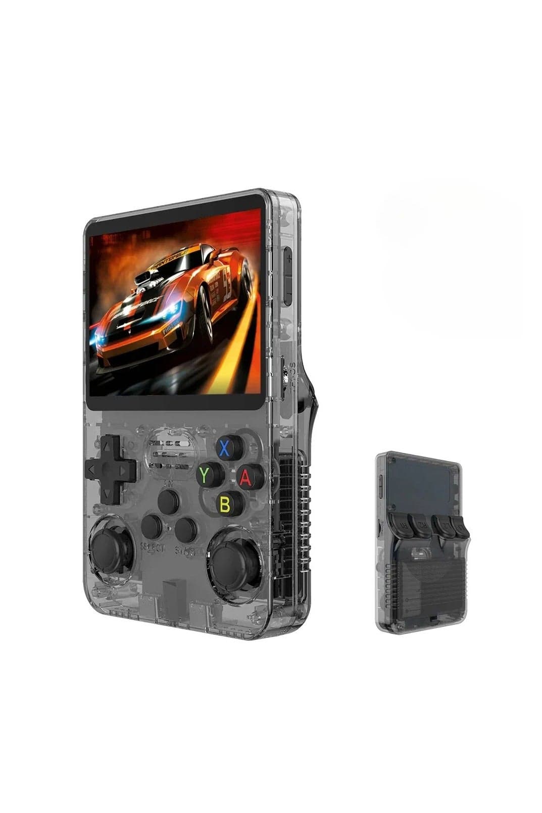 R36S Portable Retro Game Console with 3.5 Inch IPS HD Screen, Quad-Core ARM Cortex-A35 64-bit CPU up to 1.5GHz, 1GB DDR3L RAM, 64GB MicroSD Card Preloaded with Multi-Genre Games (Puzzle, Adventure, Racing, Fighting, Shooting), Dual-Band 2.4G/5G WiFi, Bluetooth 4.2, 3200 mAh Battery up to 6 Hours Playtime, Compatible with PSP / DC / SS / PS1 / NDS / N64 / CPS1 / CPS2 / CPS3 / FBA / NEOGEO / GBA / GBC / GB / SFC / FC / MD, Multiplayer Mode with External Controller, TV Connection via AV Output, Perfect for Travel, Camping, Birthday or Christmas Gift for Kids, Teens and Adults