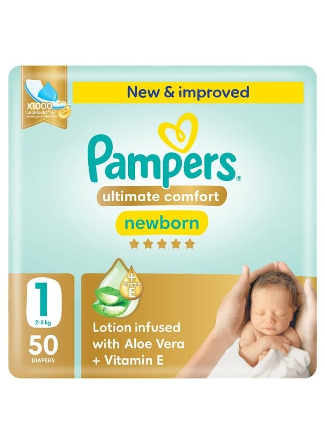 Ultimate Comfort Size 1 Taped Diapers 2-5 Kg 50 Count