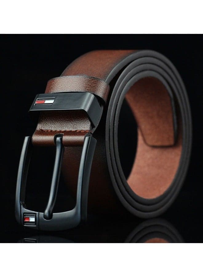 Men's Faux Leather Belt Pin Buckle Belt (Brown)