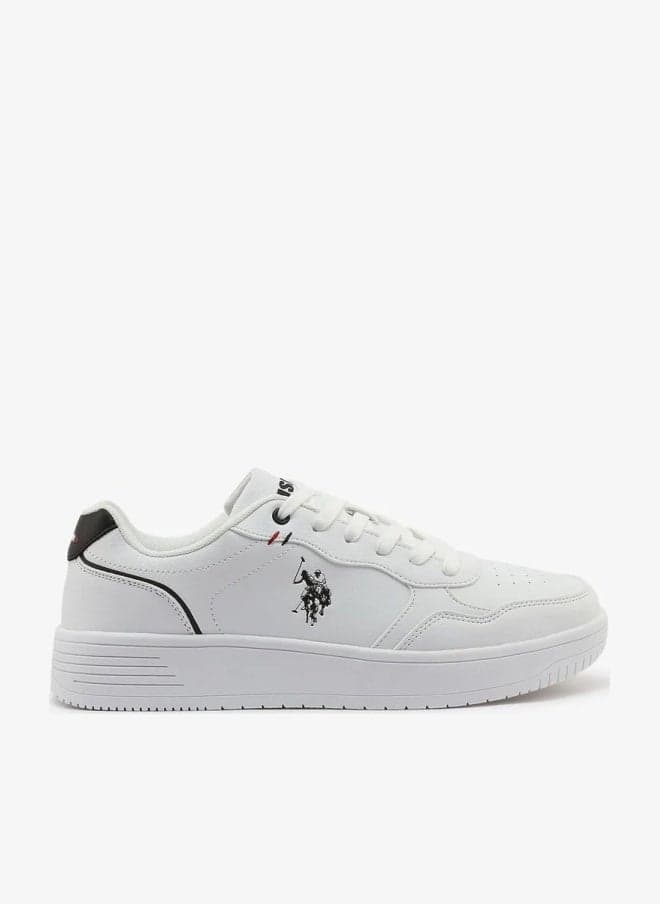 U.S. Polo Assn. Men’s COSMOS GLB 6FX White Sneakers with Black Accent – Casual Lace-Up Fashion Shoes | Lightweight Everyday Comfort Trainers