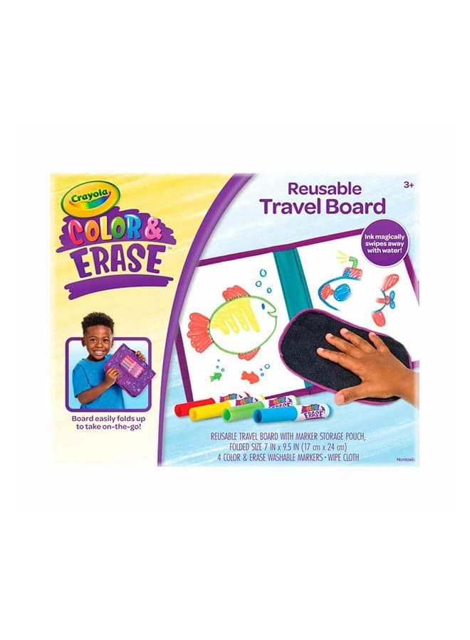 Color & Erase Drawing Board for Kids, Travel Coloring Kit, Gift 3+