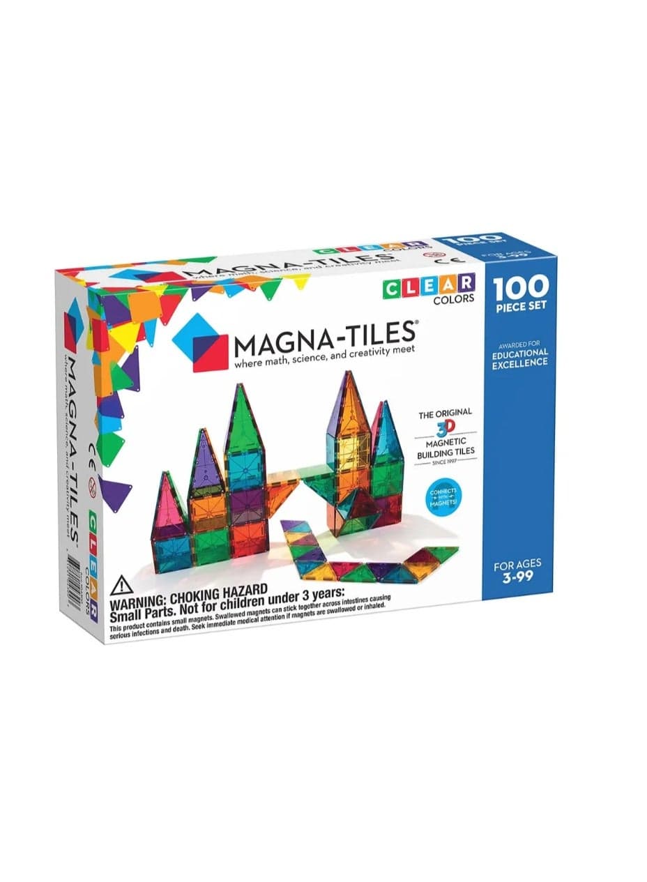 Classic 100-Piece Magnetic Tiles Set | STEM Educational Building Toy | BPA-Free, Durable & Compatible with All Sets