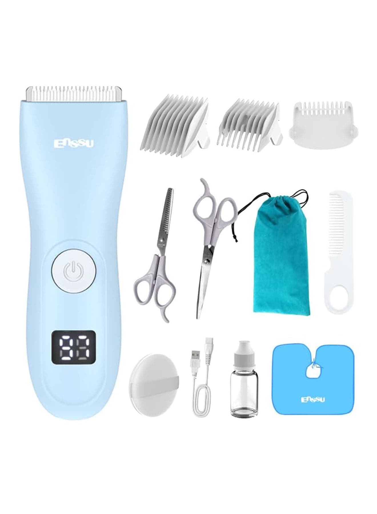 ENSSU Baby Hair Clippers, Professional Quiet Hair Trimmer for Kids and Toddler, Waterproof & Rechargeable Cordless Hair Cutting Machine for Children, with LCD Display