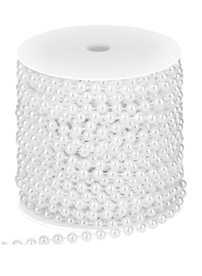 Craft String Pearls 6MM Pearl Bead, 12M White Faux Pearl Garland Spool Roll Strand Wedding Party Decoration