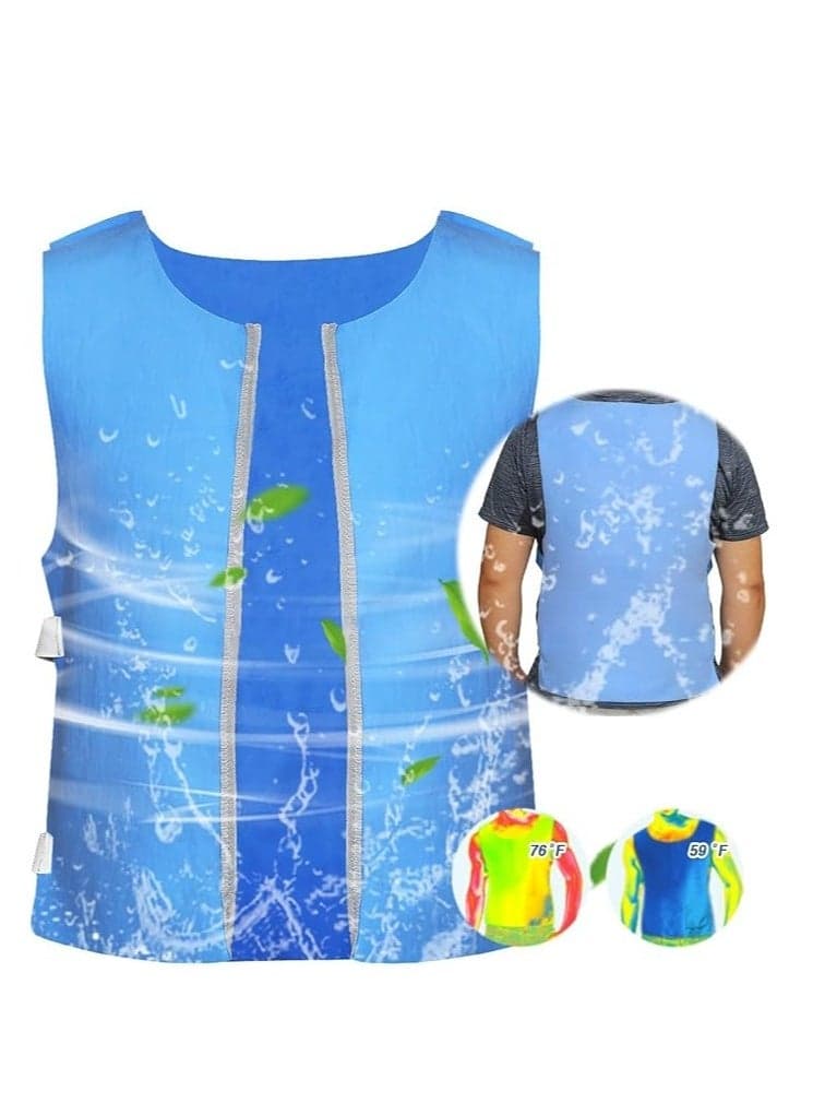 Summer Cooling Vest for Men and Women - Evaporative Ice Cold, Breathable, Loose Fit, Suedette Material, Sleeveless, Solid Color, Regular Length, Perfect for Hot Weather and Outdoor Activities