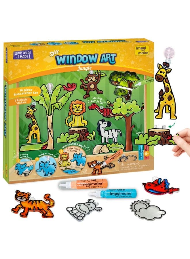 Window Art Jungle|Glass Painting Kit|Sun Catcher|Art and Craft Kit|Toys for Girls & Boys|DIY Kit for Kids|Birthday Gift for Girls & Boys 5+ Years, Multicolor