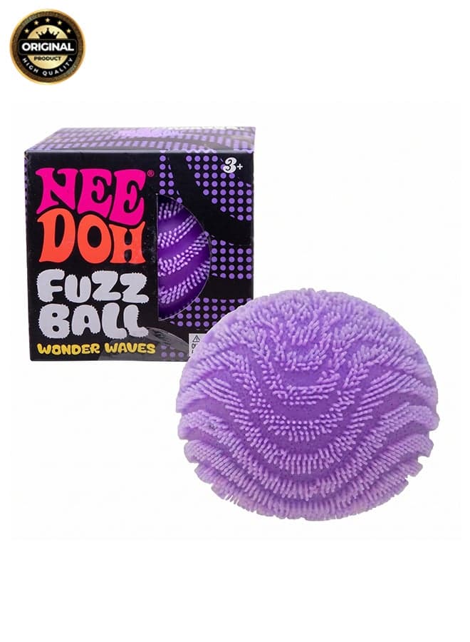 NeeDoh Fuzz Ball purple - Sensory Toy with a Velvet Texture and Soft Cloud Squish - Wavy Pattern You Can See and Feel - Ages 3 and Up - One Per Pack (Wonder Waves)