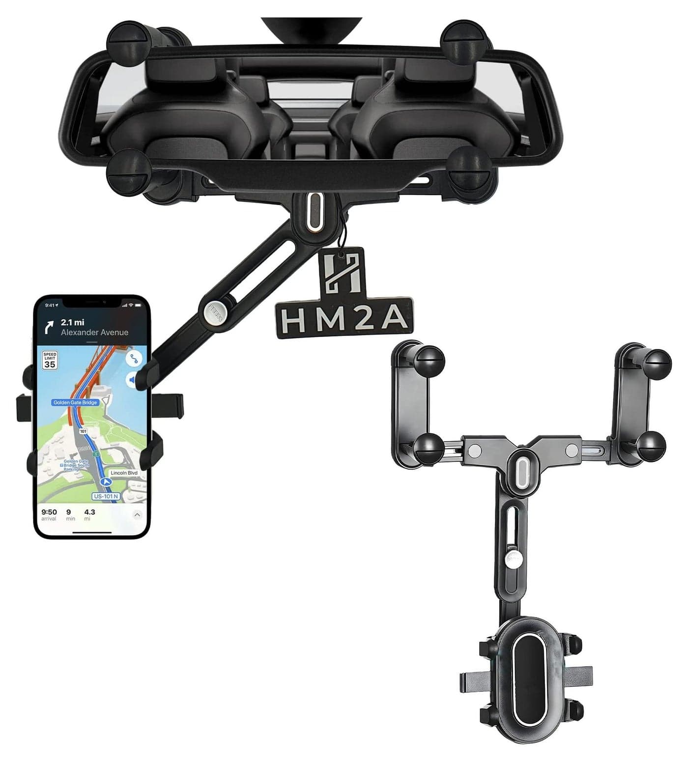 Car Phone Holder,360°Rotatable Phone Holder for Car Rear View Mirror Mobile Holder For Car, Adjustable GPS Holder for Most Mobile Phones Fits Bigger Vehicles