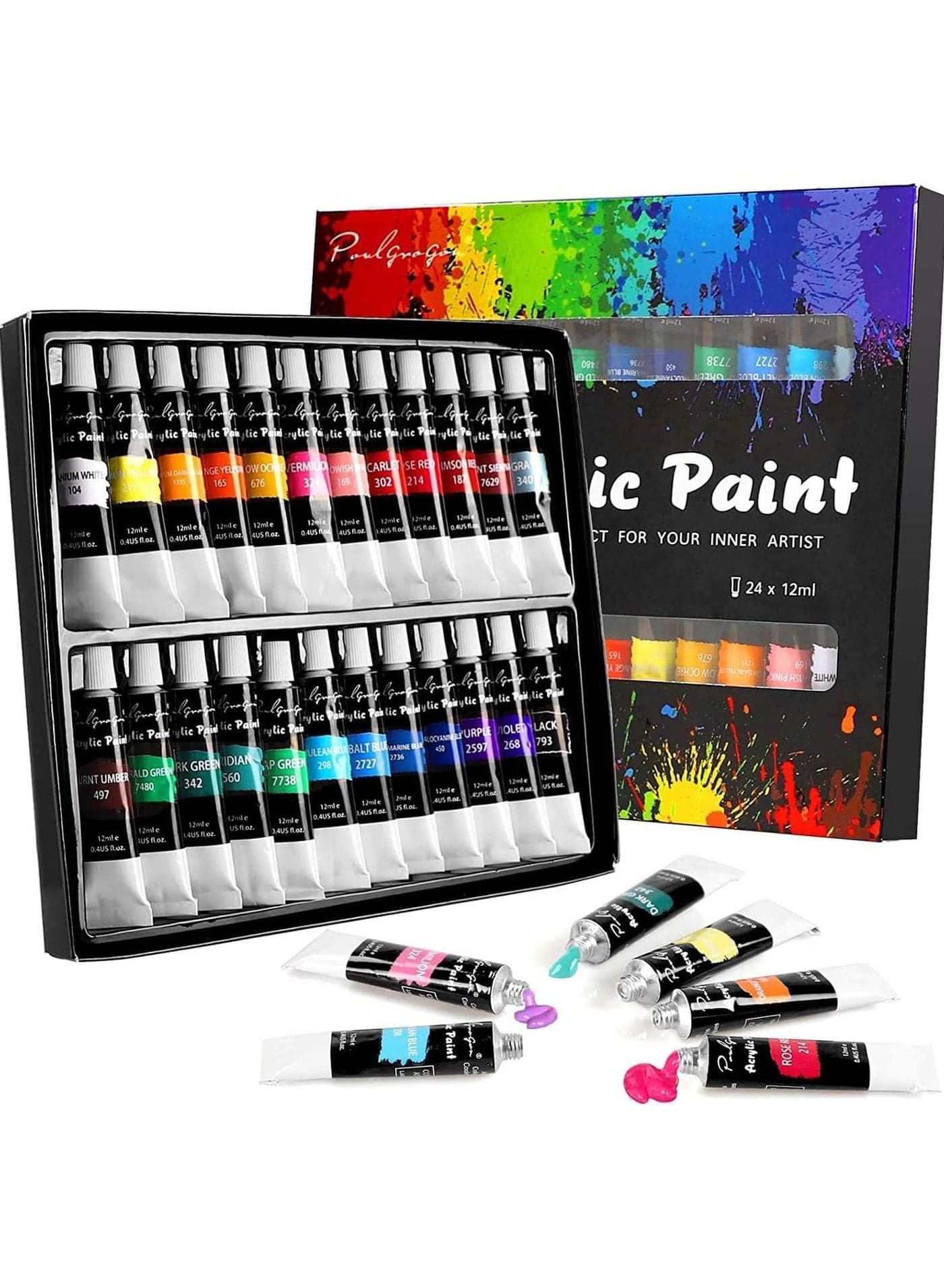 Maanys Acrylic Paint set, 24 Pcs Artist Quality oil Paint Tubes for Canvas Painting, Kids Art and Craft Painting Supplies for Beginners and professionals