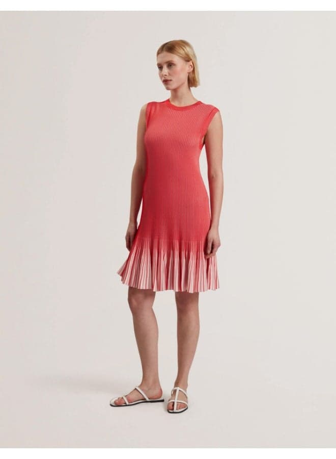 Textured Stripe Flippy Skirt Mini Dress