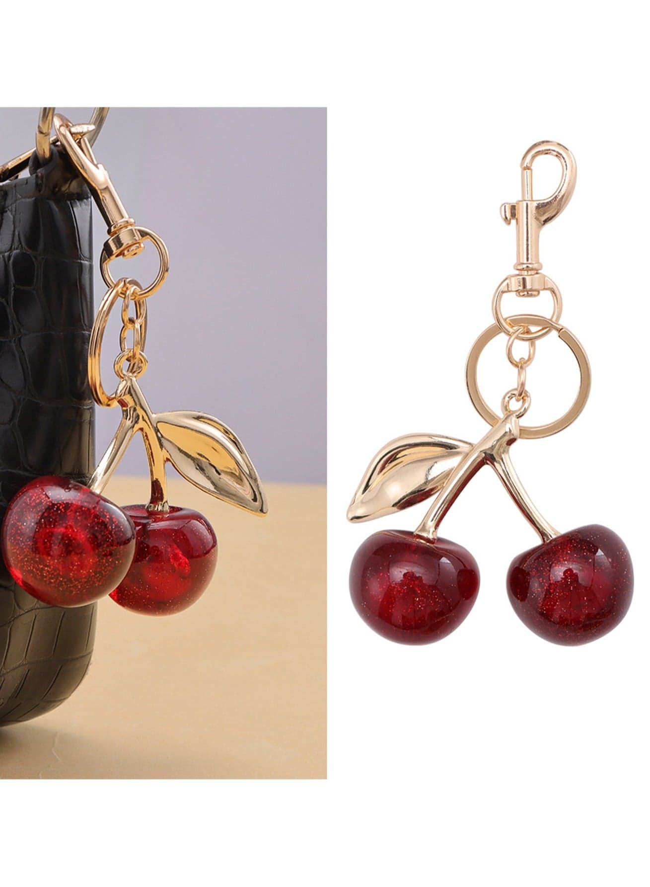 Cherry Bag Charm Purse Charms Keychain- Car Cherry Accessories Bag Accessory keychians Gifts for Women Purses Bags Handbags Wallets Backpacks