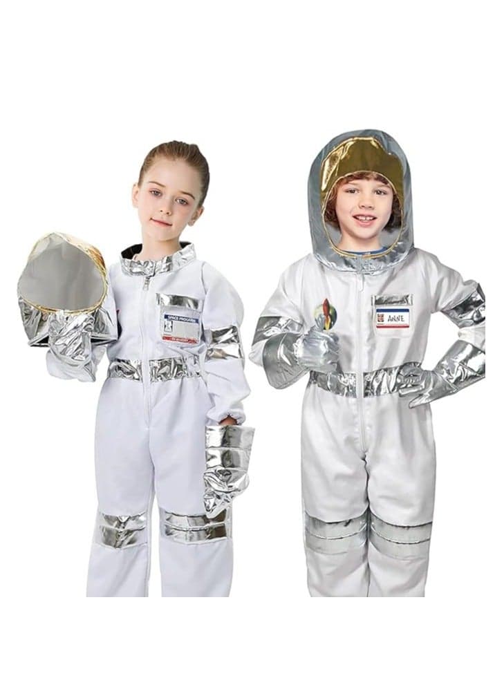 Kids Spaceman Costume Children Astronaut Costume Spaceman Role Play Costume Set Kids Fancy Dress Costumes White Spacesuit for Boys and Girls