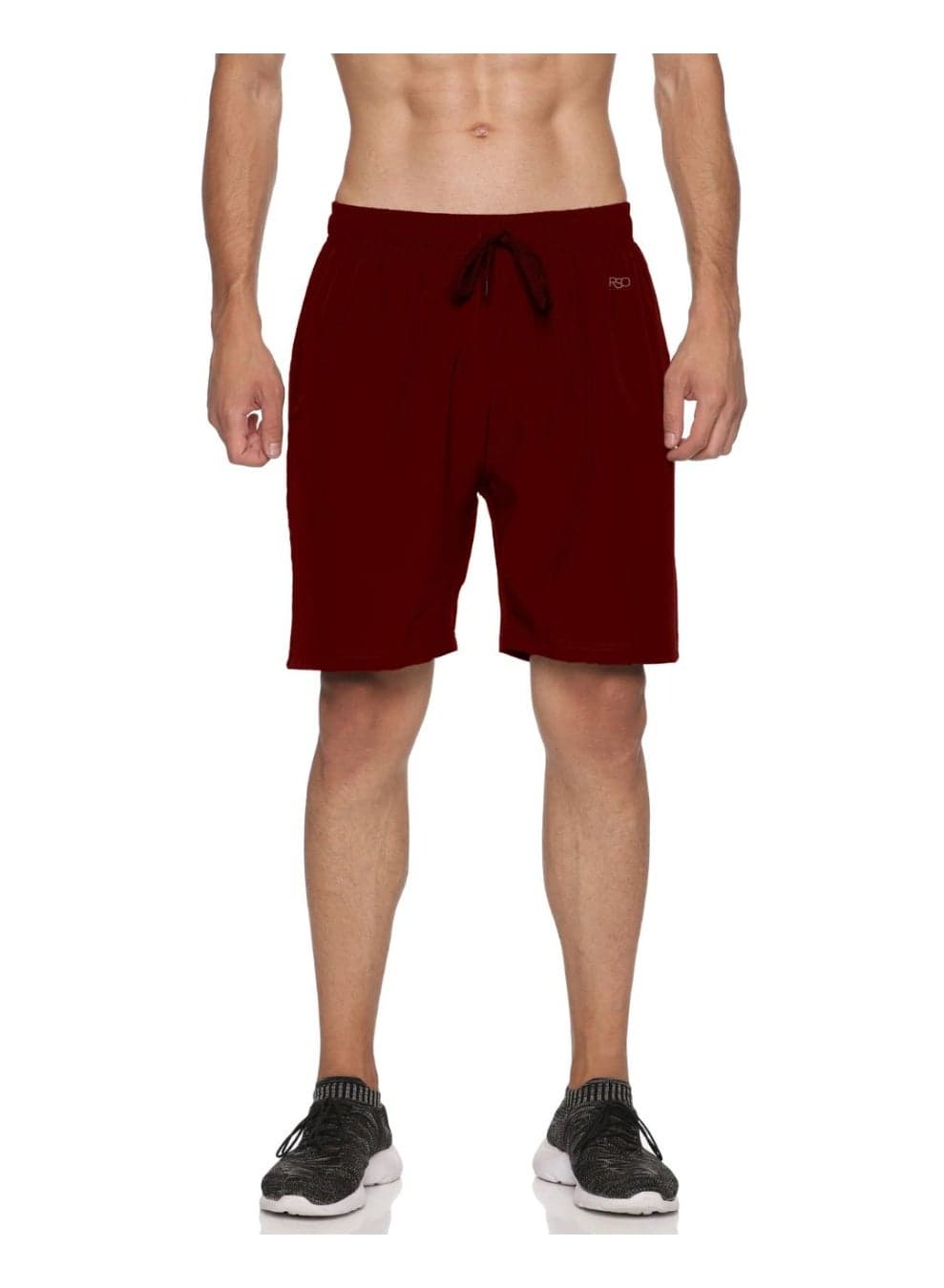 Men's Polyester Solid Sports Casual Shorts -Maroon