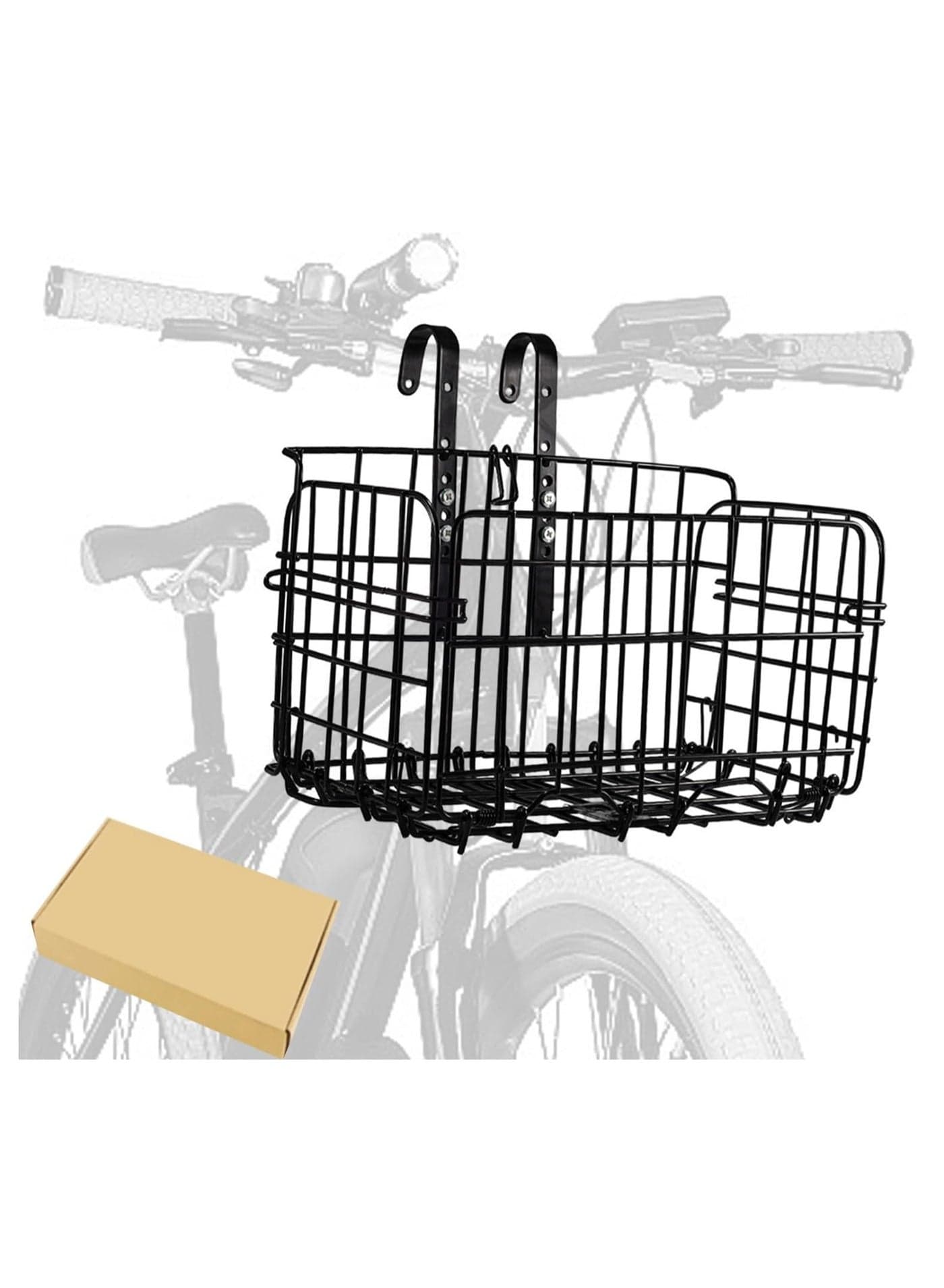 Folding Bike Basket, Rust&Water Proof Universal Bike Basket with Handles,Detachable Hanging Storage Basket,Resistant and Sturdy,Easy Installatio,Suitable for Bike Front Handlebar, Rear Seat,Black