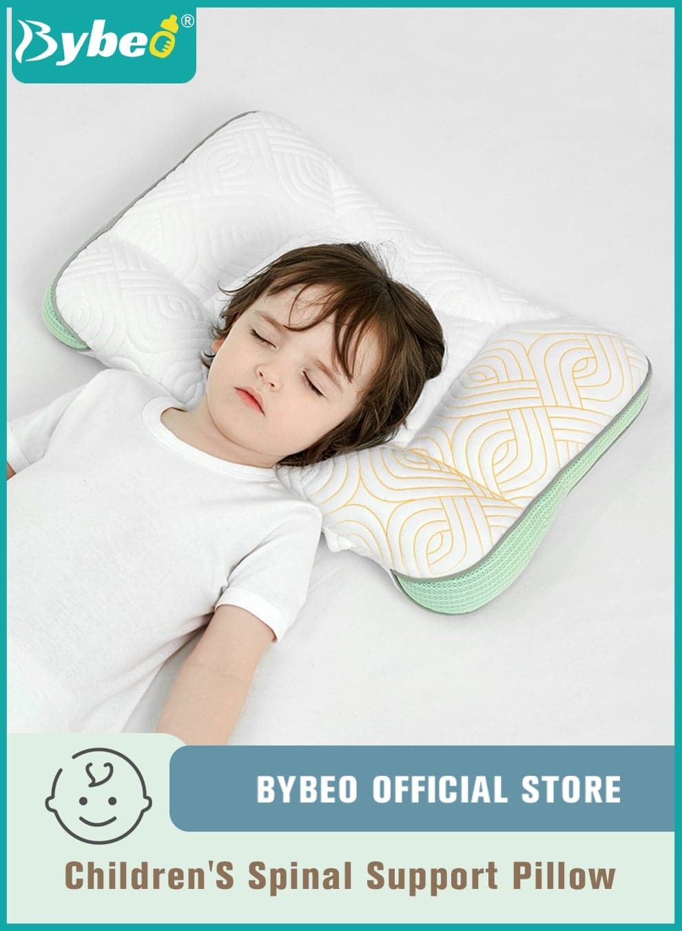 Toddler Pillow for Sleeping, Kids Pillows with Ergonomic Spine-Protective Design, Ultra Supportive Memory Foam Material, for Babies, Infants, Toddlers, Children, Especially for child aged 6 to 12