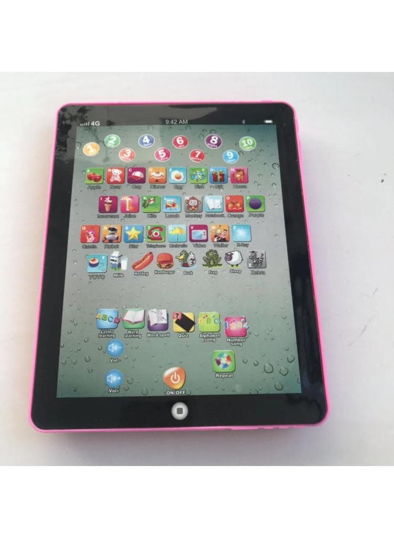 English tablet learning machine Children's mini point reading machine Early education story machine kids toys without battery black pink 1Pcs
