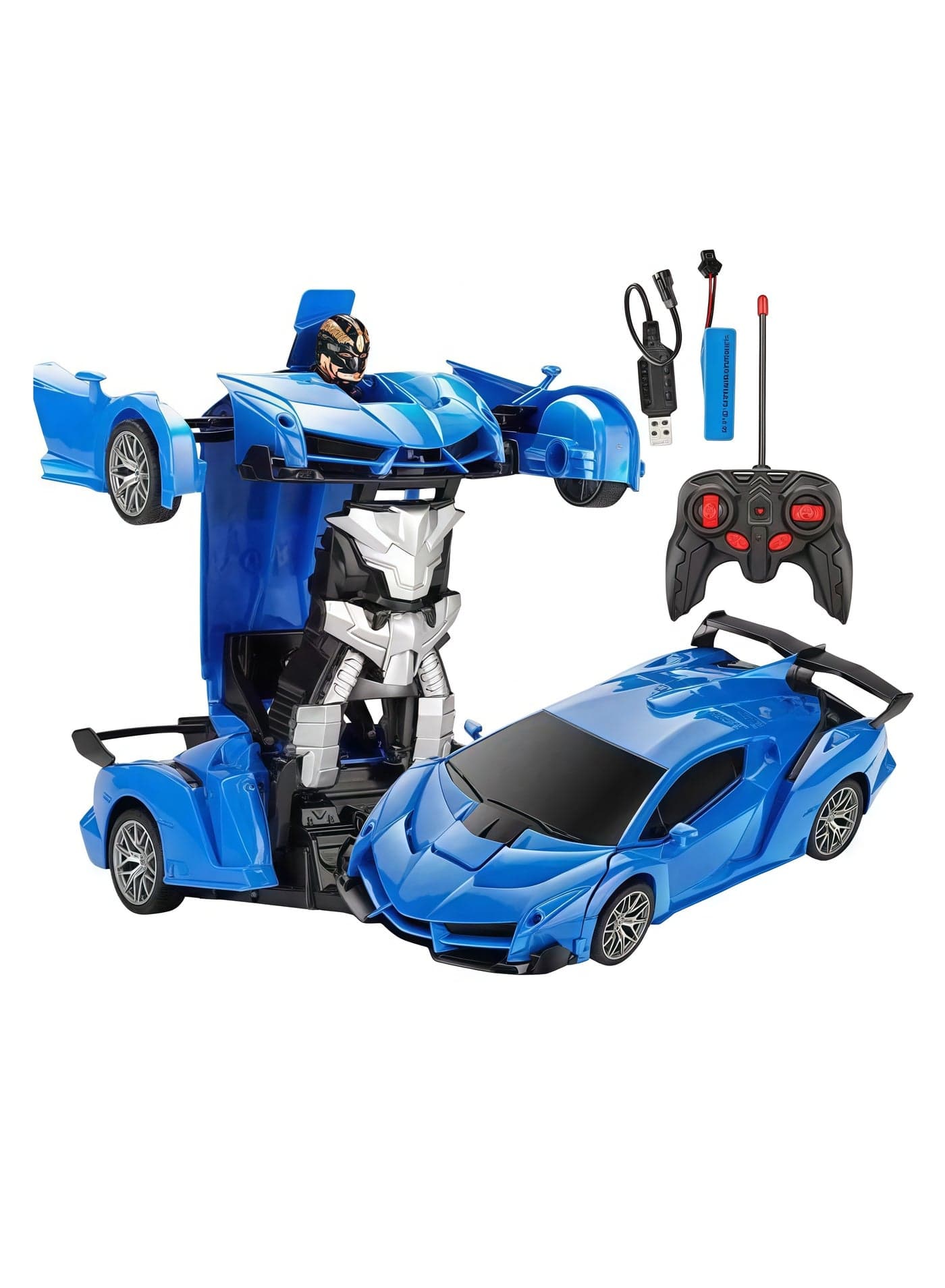 2 in 1 Remote Control Car with Lights and 360° Rotation, RC Cars with Cool Appearance and One-click Deformation, 1:18 Scale Transforming Car Toy, Made of Sturdy Safe ABS Materials