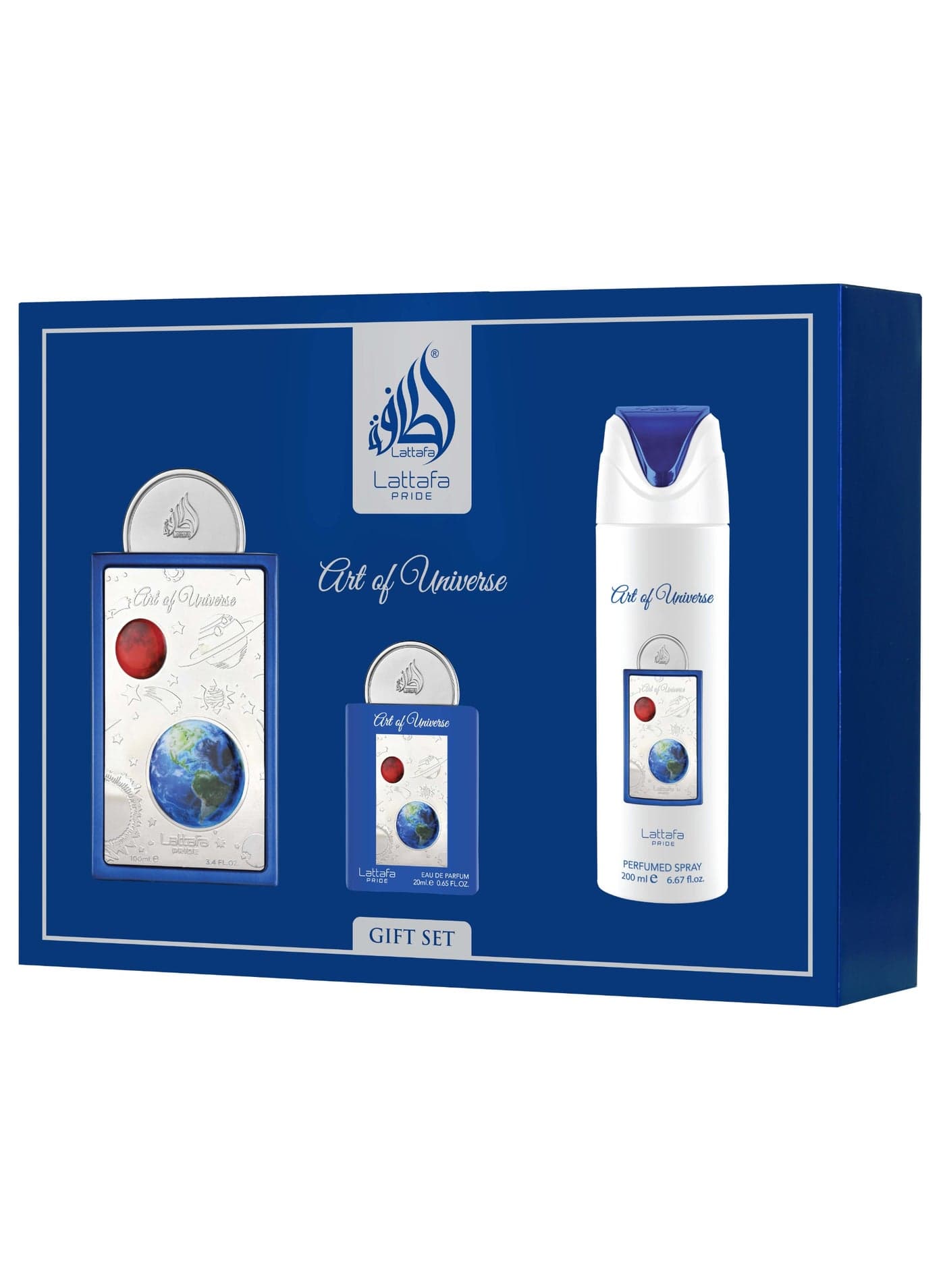 Lattafa Pride 3 Piece Giftset - Art of Universe EDP 100 ml + EDP 20 ml + Perfumed Spray 200 ml