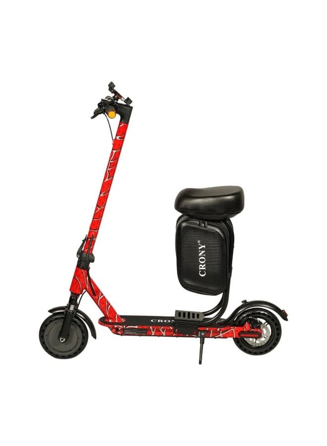 CRONY XM M365 APP+SEAT 350 W Electric Scooter – 36 V / 7.8 Ah, Foldable Urban Commuter with App Connectivity, Seat & Signal Lights-Red Spider