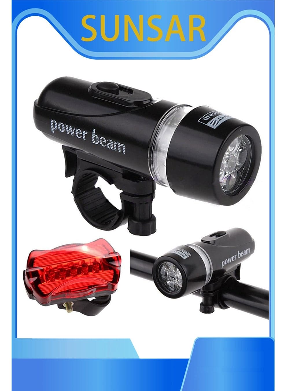 Bike Lights Set, LED Safety Light for Bicycle, Bicycle Headlight and Taillights Set, Fits All Mountain, Road Bike, Mountain Bike Night Riding Warning Front and Rear Light Set(Without battery)