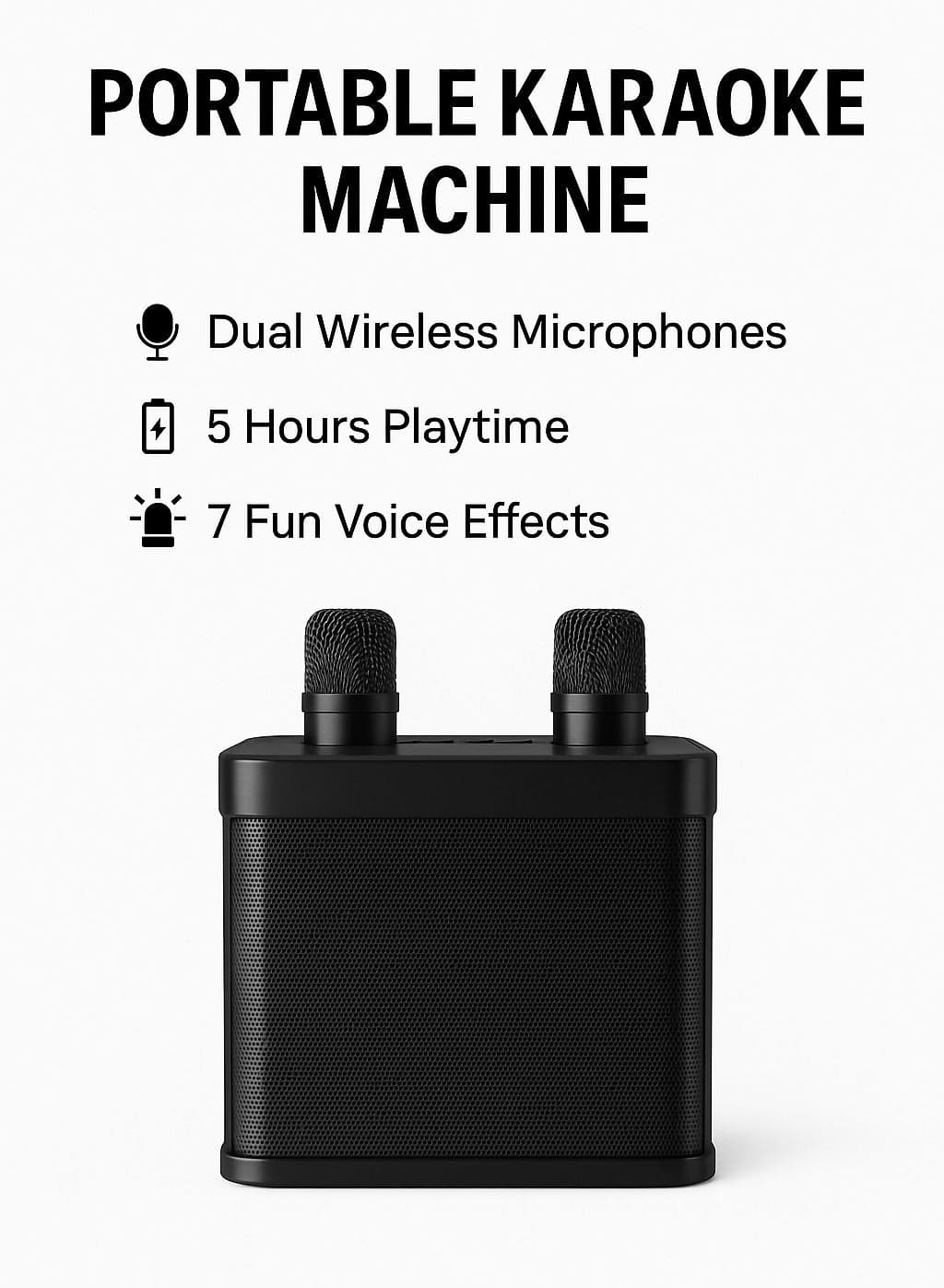 Portable Bluetooth Karaoke Speaker with Wireless Microphones, Singing Machine for Kids & Adults