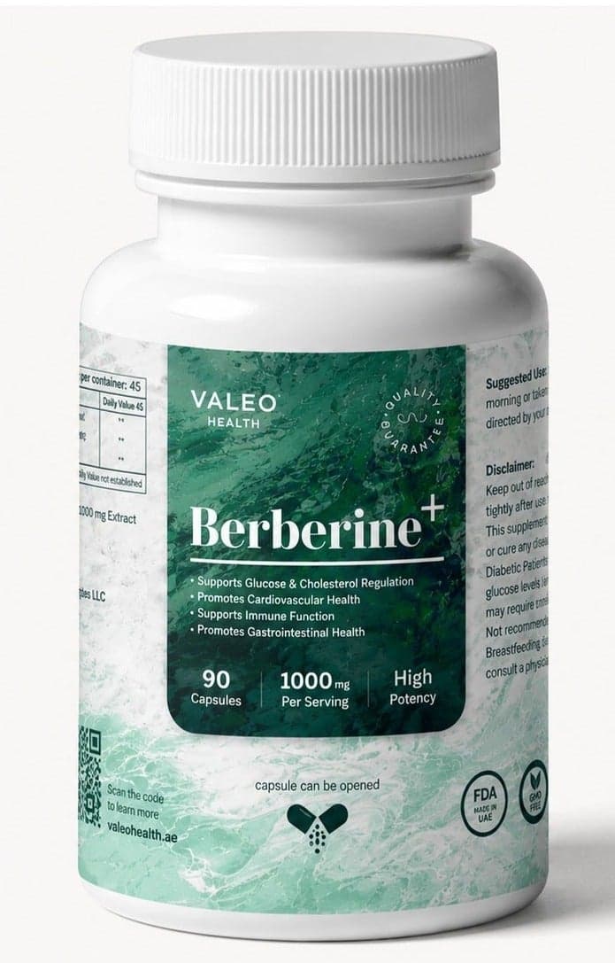 VALEO Berberine+ | 1000mg Berberine HCl | 96%+ Purity | 90 Capsules