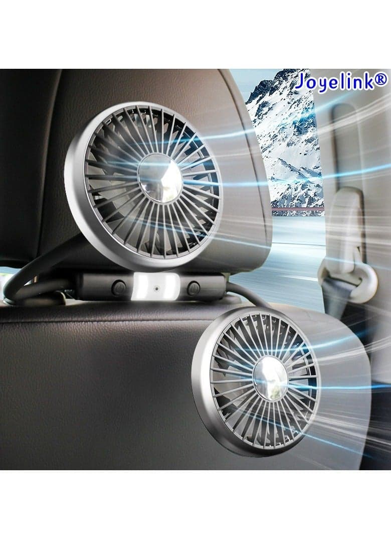 Automobile Cooling Fan for Backseat 3 Speed Strong Wind Car Dual Head Hose Seat Fan with Lights