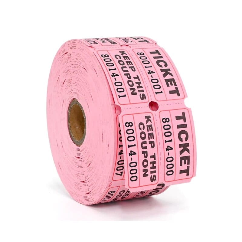 Raffle Tickets Double Rolls 1000 per Roll 50/50 Raffle Tickets for Events, Entry, Class Reward, Fundraiser & Prizes(Color:PINK)