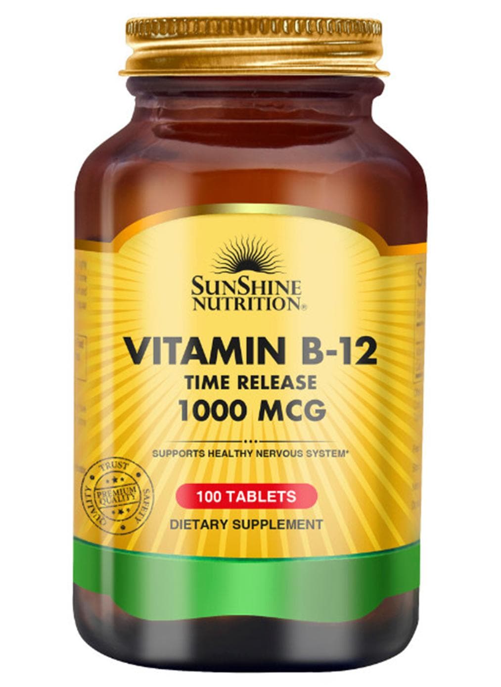 Vitamin B-12 Time Release 1000Mcg Dietary Supplement Supports Healthy Nervous System 100 Tablets