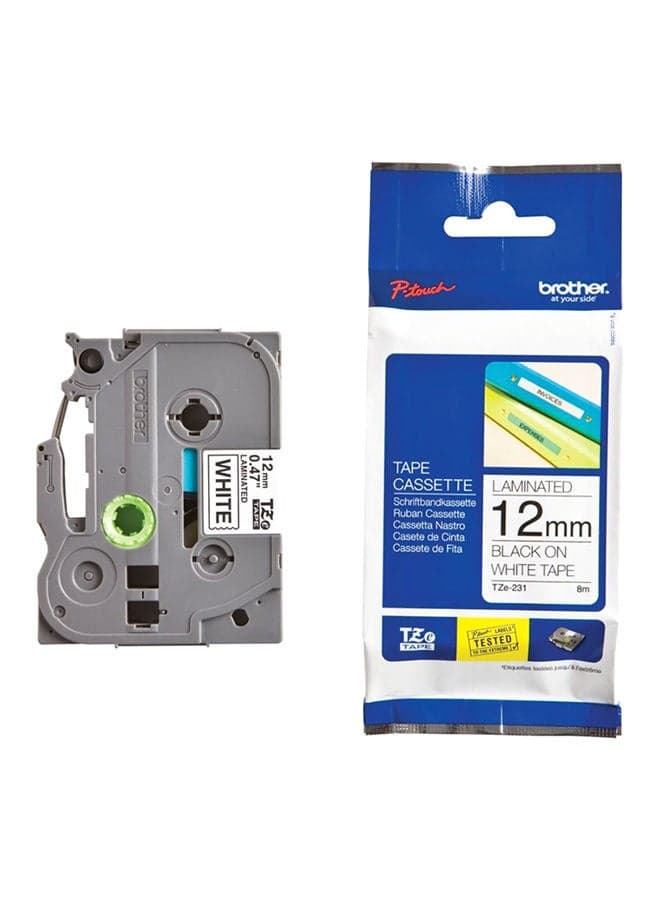 TZe-223 Labelling Tape Cassette, 9 mm (W) x 8 m (L), Laminated, Brother Genuine Supplies - Blue on White Black/White