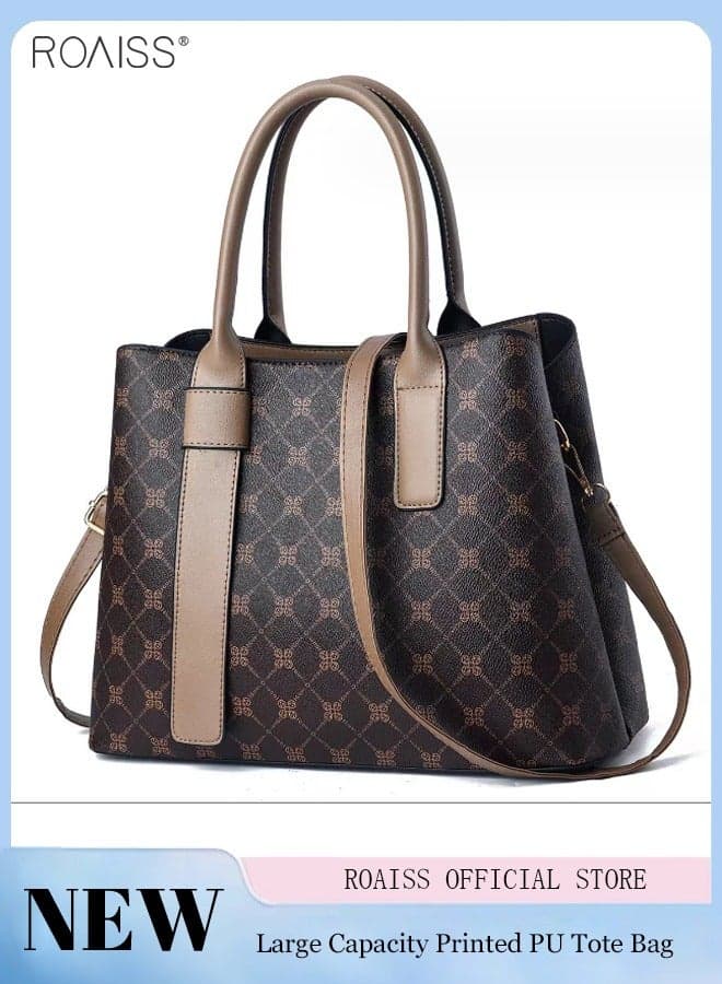 Women's Plaid PU Leather Handbag Irregular Strap Decoration Large Capacity Waterproof Crossbody Bag Detachable Shoulder Strap Shoulder Bag Large Capacity Bag Layered Everyday Tote Brown