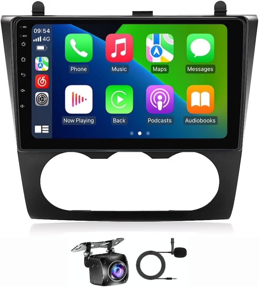 Fit Nissan Altima Car Stereo Altima Android Screen 2008-2012 With Apple Carplay Android Auto Wireless WiFi DSP FM&AM BT AHD Camera Included Fast Interface QLED (2+32GB Carplay Manual AC)