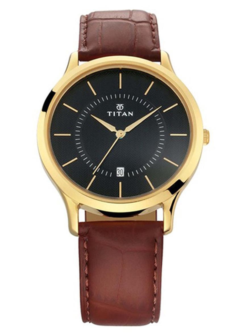 Men Leather Analog Wrist Watch 1825YL01