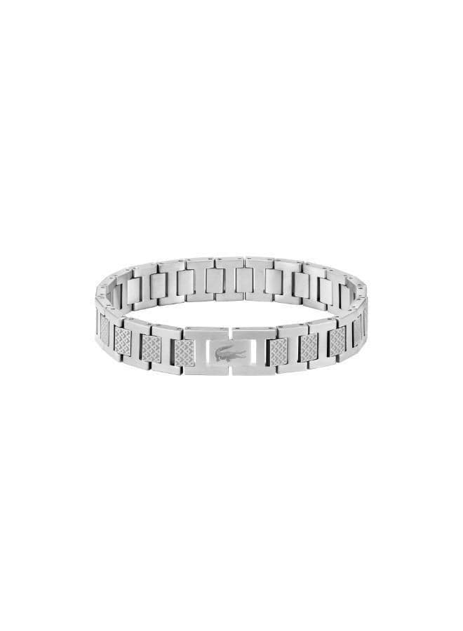 Metropole Collection Link Bracelet For Men In Stainless Steel Embellished With Petit Piqué Pattern - 2040117