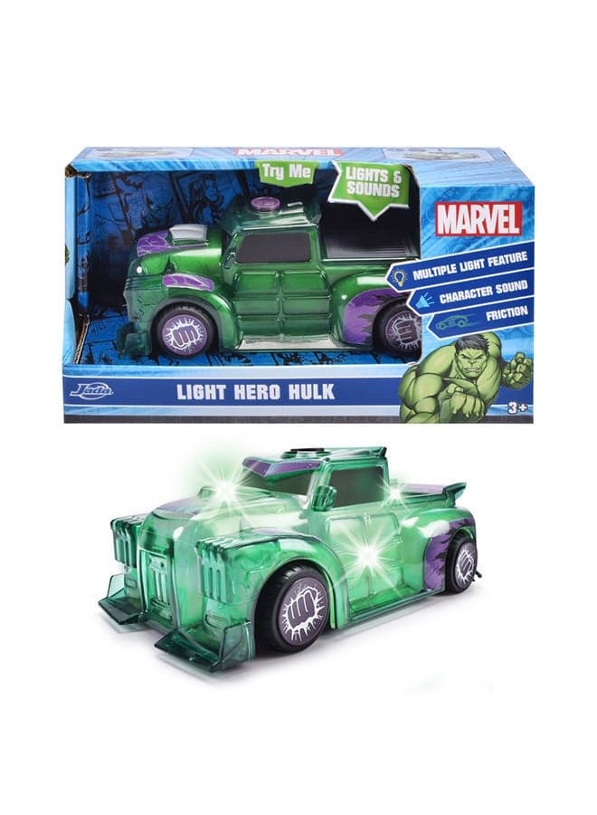Toys Marvel I Am Groot Light Hero Hulk Toy Truck Die-Cast with Friction, Light, and Sound Effects, Toys for Kids and Adults – 15cm Scale, Multicolor