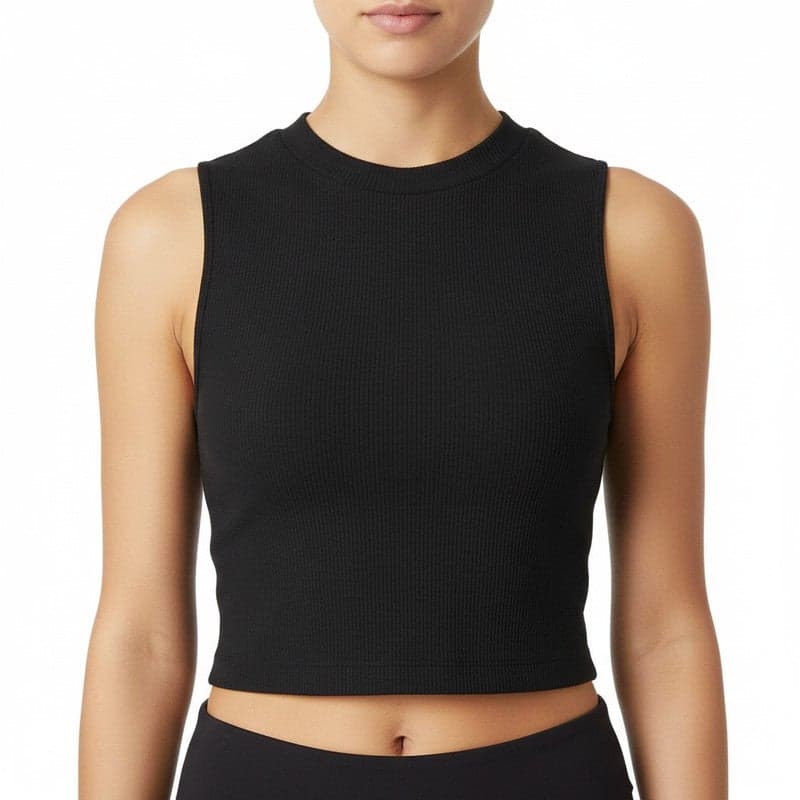 JOANNA Women's Casual Summer Sleeveless Crew Neck Ribbed Slim Fit Crop Top