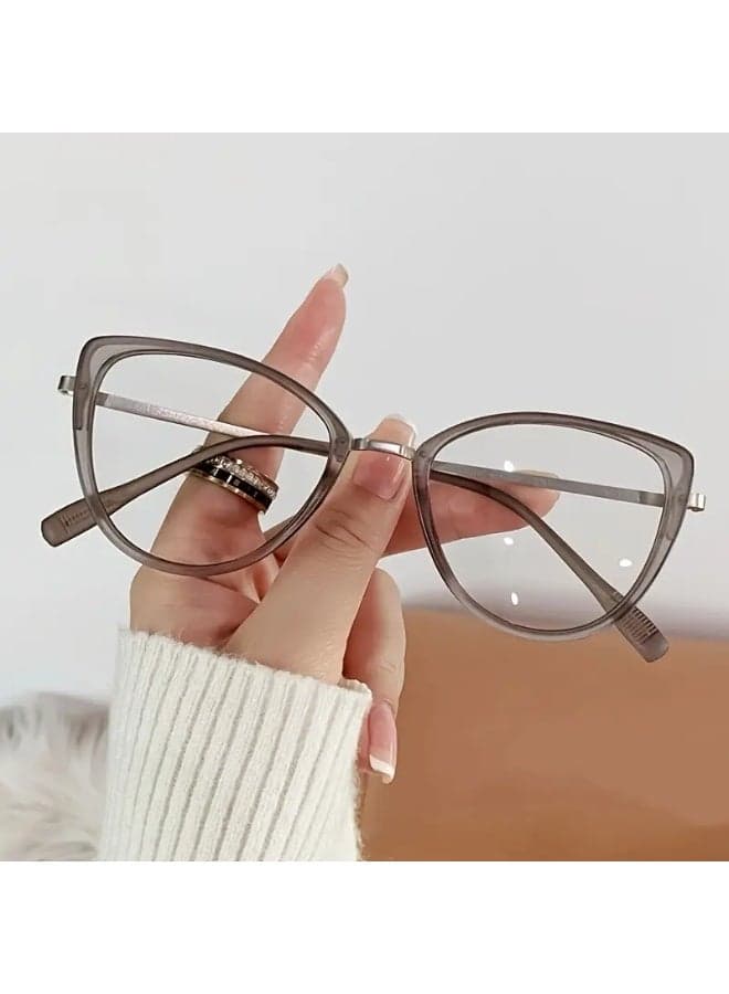 Fashion Oval Cat Eye Glasses, - PC Frame, Trendy Full Rim Spectacles for Face, Versatile Look for All Occasions (Includes eyeglass case)
,blue lighe blocking glasses,eyeglasses