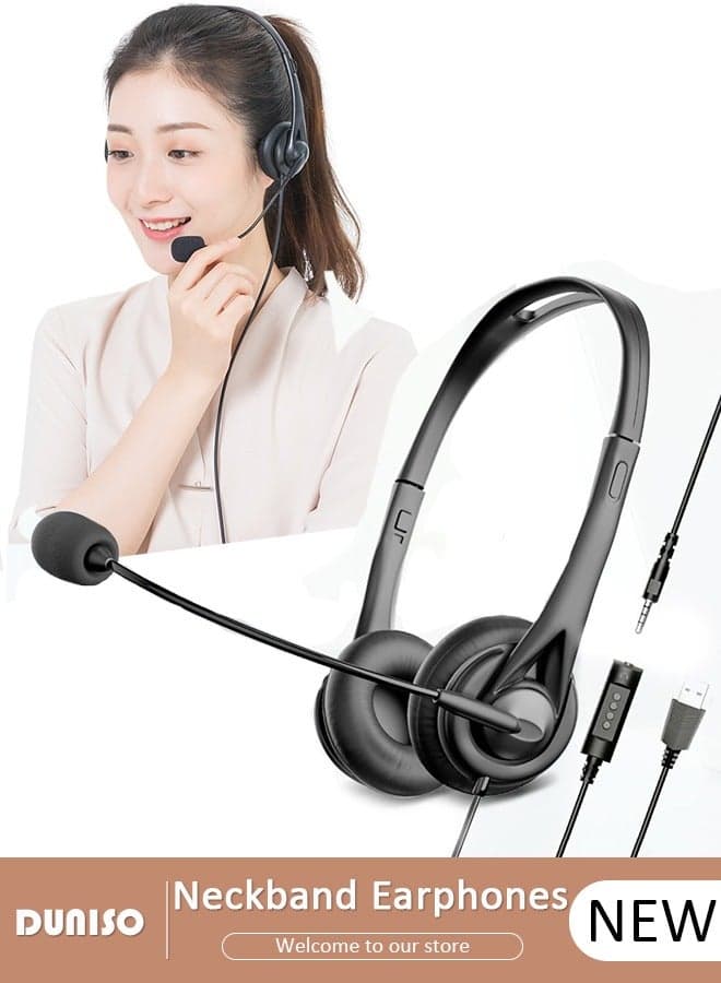 Headsets with Microphone for Laptop,Wired Computer Headset Super-Lightweight Noise Cancelling Gaming Headphone with in-line Control Volume & Mute, PC Headset Perfect for Classroom, Home or Office